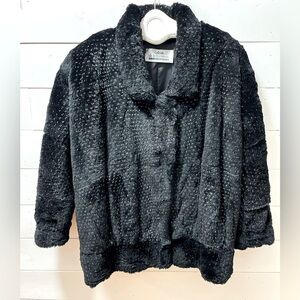 GALERIE DE LA FOURRURE Black Rabbit Fur Coat - Size M